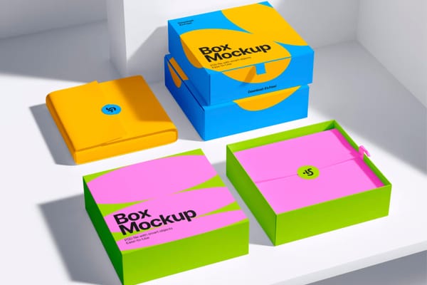 Three Stylish Boxes Mockup