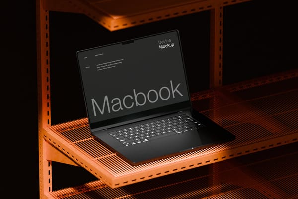 Macbook Mockup on Display Case