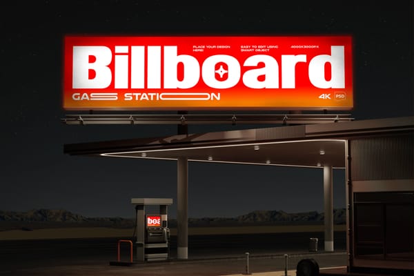 Gas Station Billboard Mockup