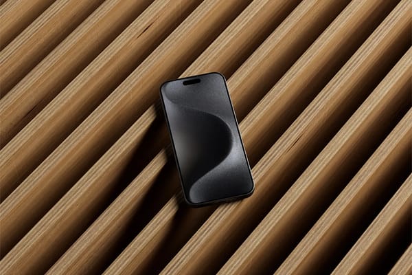 iPhone 15 Pro Max On Wood Planks Mockup