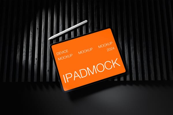 Dark Scene iPad Mockup with Pencil