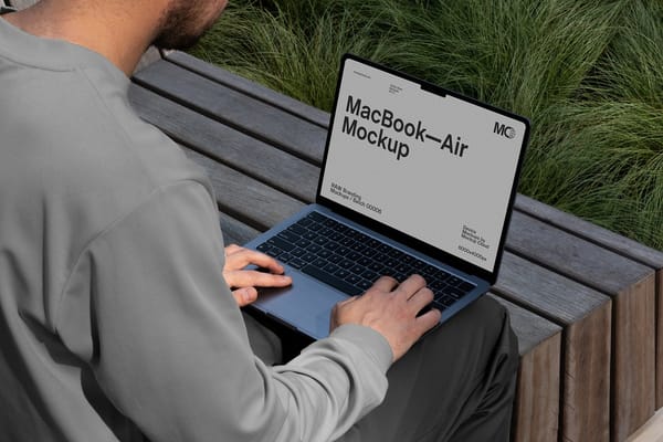 MacBook Air in Work from Anywhere Setup Mockup