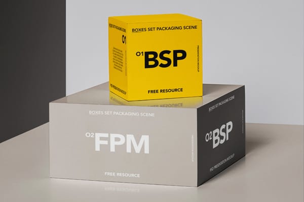 Boxes Set Packaging Scene Mockup