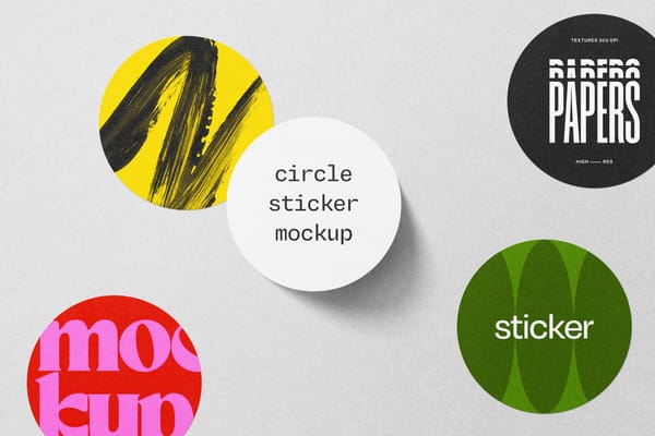 Circle Sticker Mockup with White Background