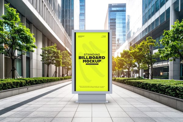 Urban Standing Billboard Mockup