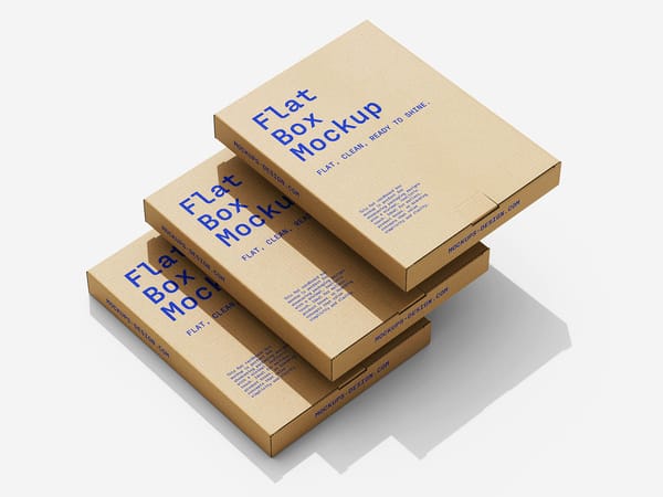 Flat Cardboard Box Mockup