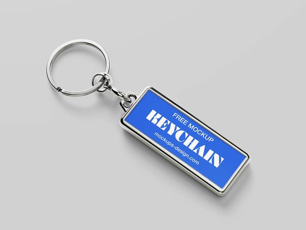 Metallic Rectangle Keychain Mockup