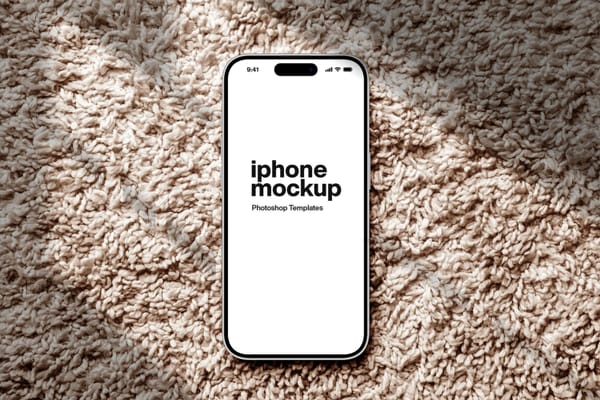 iPhone 15 Pro Mockup On Wool Carpet
