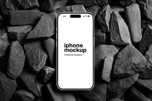 iPhone Mockup On Black Rocks