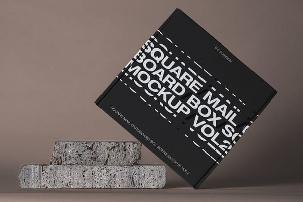 Square Mail Cardboard Box Mockup