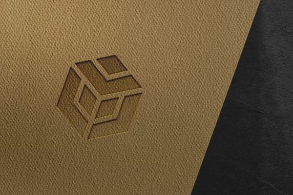 3D Cube Emboss Logo Mockup on Kraft Paper
