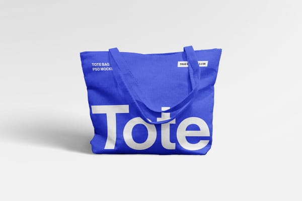 Blue Tote Bag Mockup