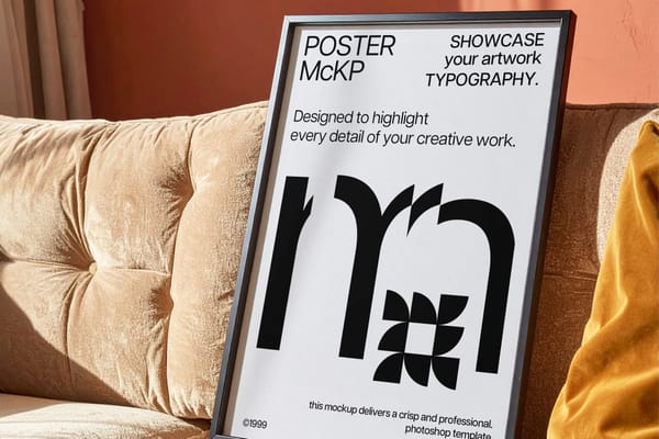 Framed Poster Mockup On Sofa