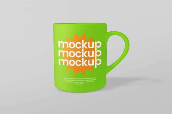 Green Ceramic Mug Mockup with Bold Design