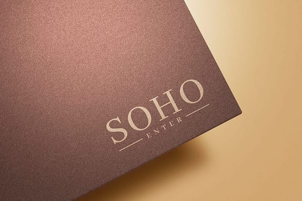 Soho Enter Corporate Textured Red Paper Logo Mockup