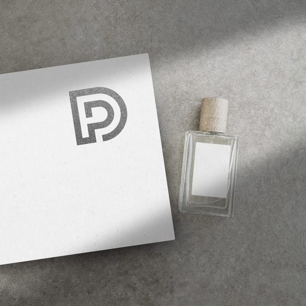 Square Logo Mockup on Wall Gray Background