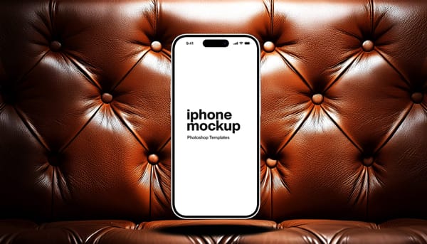 iPhone Mockup on Leather Sofa